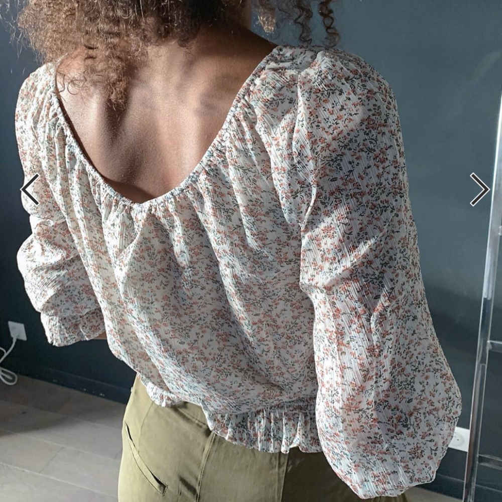 Y.A.S ditsy floral smock detail top